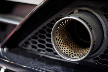 Rear exhaust pipe of a sports car