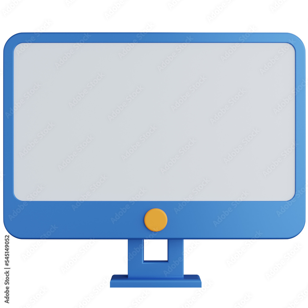 Poster 3d rendering monitor with blank screen isolated