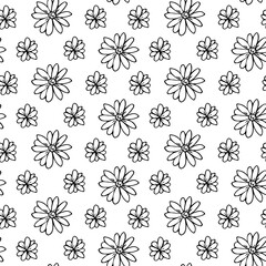 Vector seamless pattern for decorative print. Hand drawn flower doodle.