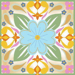 Various oriental colorful decorations combined to create seamless pattern illustration. Hand drawn graphic