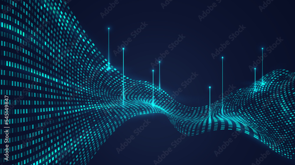 Poster abstract modern technology digital futuristic big data concept blue squares pixel dynamic pattern el