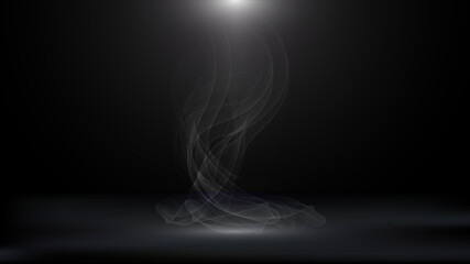 Black studio room wall background with spotlight and smoke empty space