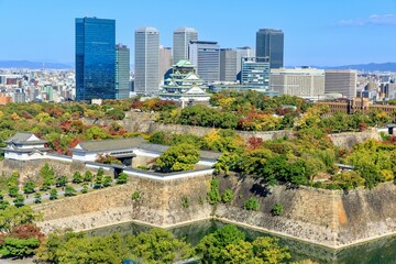 大阪府大阪市　大阪城公園と大阪ビジネスパークの全景
