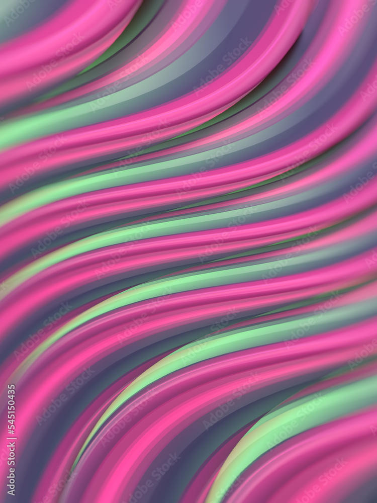 Leinwandbilder Abstract wavy multi colored background of twisted geometric shapes. 3d rendering digital illustration
