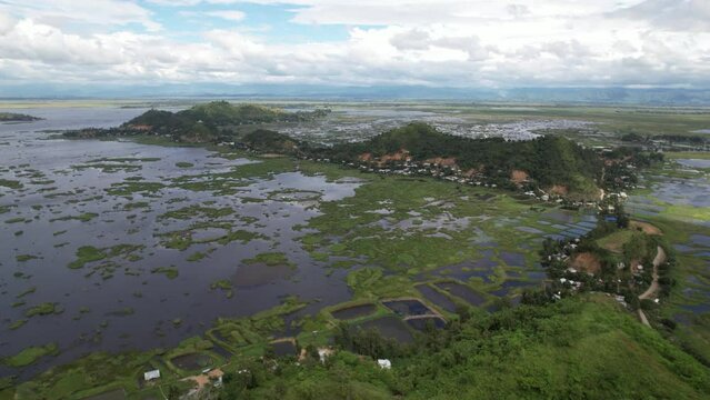 Aerial Drone View of Imphal Loktak Lake In India