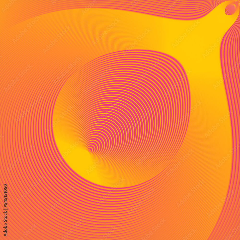Aufkleber Pattern of lines on orange background representing a three-dimensional geometric object. 3d render digital illustration