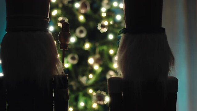 Nutcracker Looking at Christmas Tree
