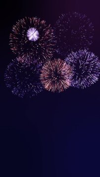 Vertical video, fireworks celebration background. 