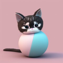 Fototapeta premium cat with a ball