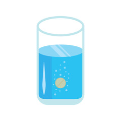 Illustration vector graphic a glass of water with pill. Good for anesthetic medication.