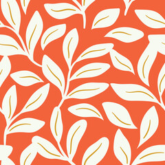 Seamless pattern with tropical leaves. Vector botanical illustration. Summer background for print, wallpaper, fabric.