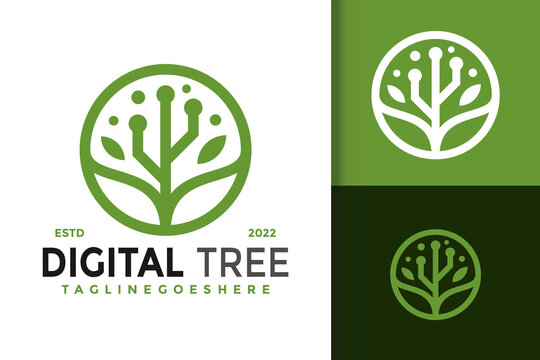 Digital Tree Logo Design, brand identity logos vector, modern logo, Logo Designs Vector Illustration Template