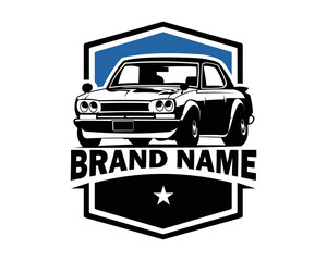  1970's classic Japanese sports car logo isolated on white background side view. vector illustration is available in eps 10. outdated image shows the image very much in keeping with the old car theme.