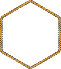 Hexagonal rope frame isolated on white background. Twisted cord.