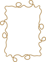Rectangular frame made of tangled rope isolated on white background.