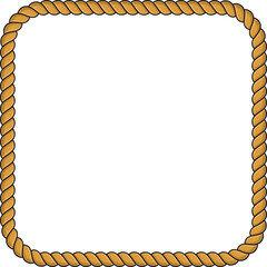 Square rope frame isolated on white background. Twisted cord.