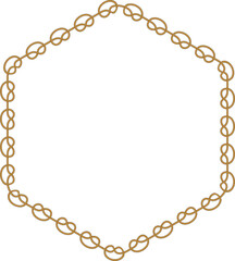 Hexagonal rope frame isolated on white background. Twisted cord.