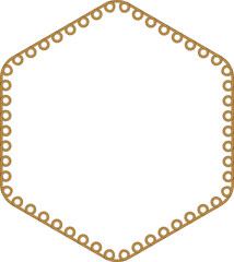 Hexagonal rope frame isolated on white background. Twisted cord.