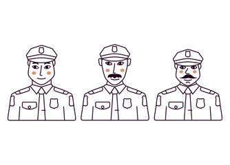 Police agent.Policeman avatar.Policeman line icon.Isolated on white background.Outline vector illustration.