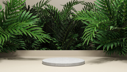 Background Product Display Podium Scene.

Beige product scene accompanied by natural plants.