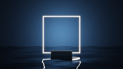 lluminated 3D Podium On Water, Studio
Visual suitable for displaying text and products on a blue background water surface.
