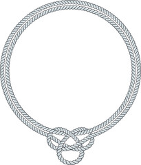 Round rope frame isolated on white background. Twisted cord