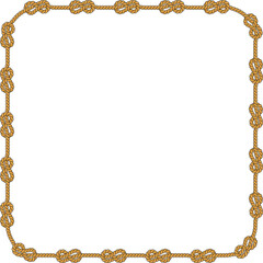 Obraz premium Square rope frame isolated on white background. Twisted cord.