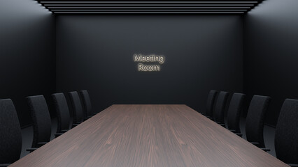 Digital meeting Room
An empty digital meeting room with a desk and chairs.