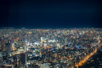 Fototapeta na wymiar あべのハルカス展望台からの美しい大阪夜景　【大阪夜景】