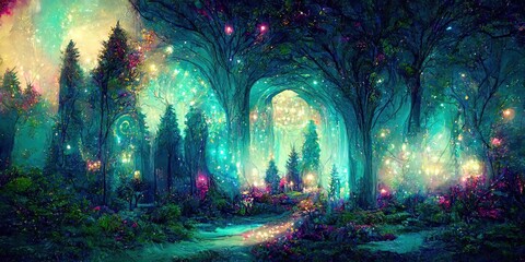 crystalline dream forest vine background