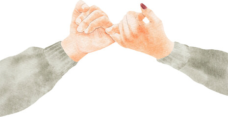 Fototapeta na wymiar Watercolor Love Hand Gesture