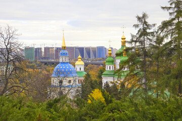 Vydubitsky Monastery in autumn time in Kyiv, Ukraine	
