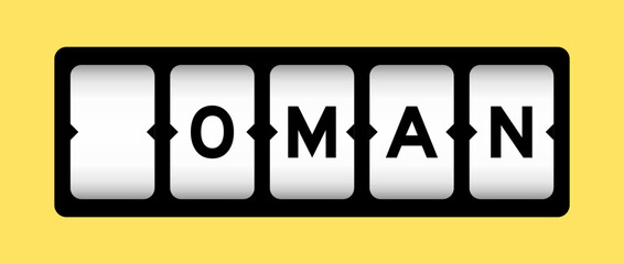 Black color in word oman on slot banner with yellow color background