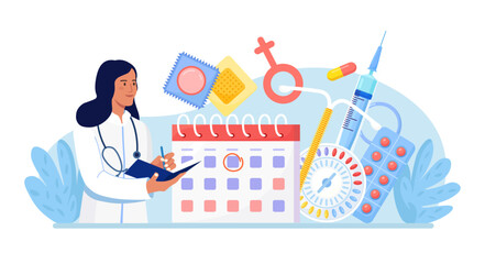 Female contraceptive methods. Sexual reproductive health. Protection against venereal, sexually transmitted diseases, pregnancy prevention. Safe sexual behavior. Oral hormonal contraception, condoms