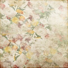 Vintage Small Yellow & Red Flower Background 154