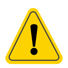 Warning sign in yellow triangle, attention, danger icon. 