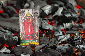 The Hierophant Tarot card. Moscow, Russia MAY 15, 2022
