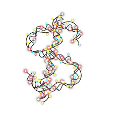  Colored Christmas Lights Letters typeface USD