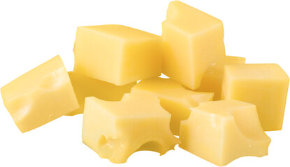 Pieces of Cheese Isolated on White