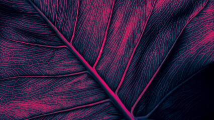 Palm Leaf Background, Blue Pink Color Toned