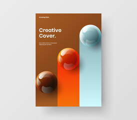 Premium handbill A4 vector design layout. Creative realistic spheres banner illustration.