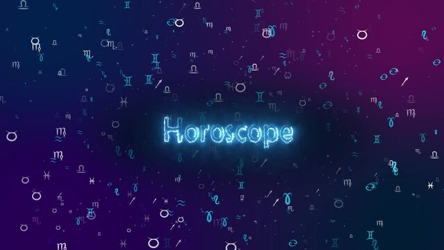 Endless looping zodiac signs spiral over astronomy galaxy background, horosocope, esoteric or fortune concept, seamless repeatable
