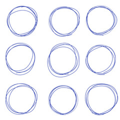 Pen drawing circles vector set on note page