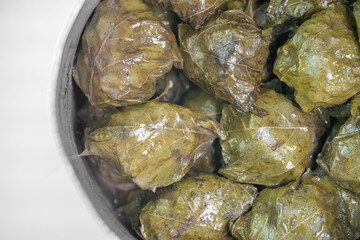 Cooked dolma on a white background