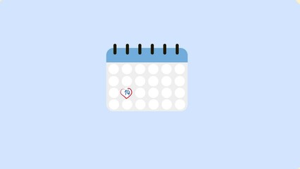 Two male hands tearing off a January page of the wall calendar 2022 followed by a February page with Valentine's Day date marked with a pink heart shaped symbol - Powered by Adobe