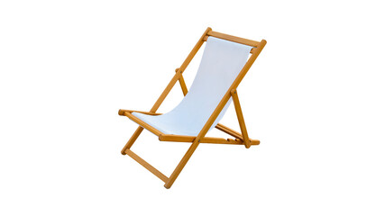 wooden deck chair on isolated white background