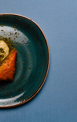 Beautiful and tasty baklava on a plate with ice cream