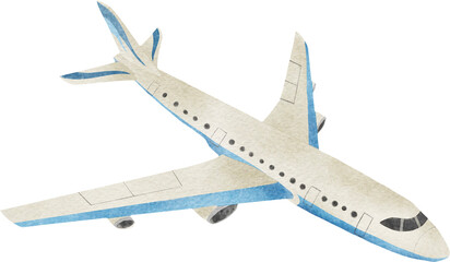 Watercolor Plane Illustration