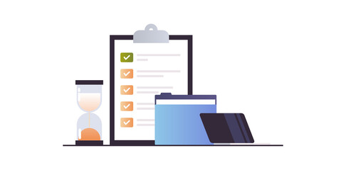 Time management and planning day scheduling appointment agenda meeting plan concept flat illustration.	
