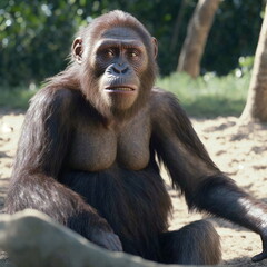 Naklejka premium Realistic Chimpanzee monkey portrait digital 3D illustration Original concept